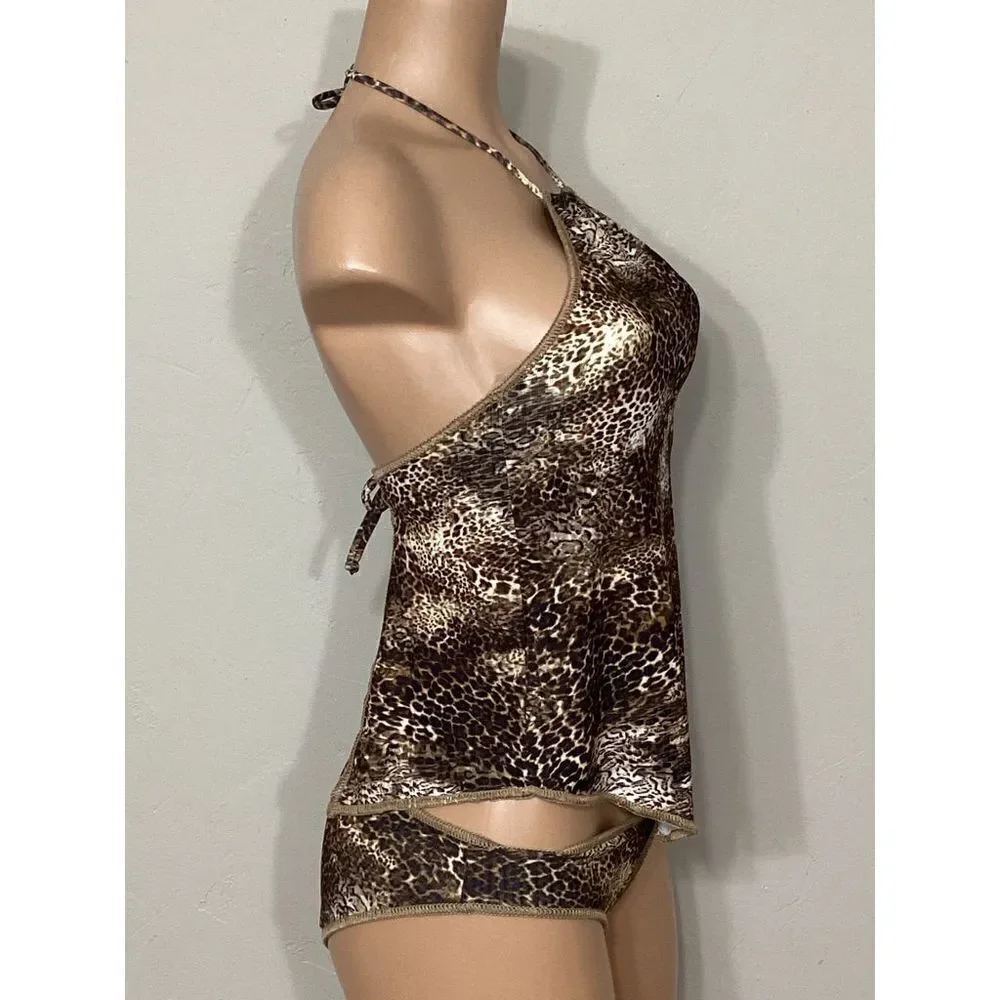 New. BECCA  Animal print Ribbed Tankini Set. Normally $155    S-top/M-bottom